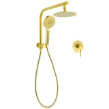 WELS Brushed Gold Round 2in1 8" Shower Head Set Diverter Wall Arm Stainless Steel Handheld + Mixer | darrahopens.com.au Premium AU Stock