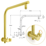 WELS Brushed Gold Round 2in1 Shower Head Set Ergonomic Handheld Gooseneck Arm Twin Taps | darrahopens.com.au Premium AU Stock