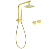 WELS Brushed Gold Round 2in1 Shower Head Set Ergonomic Handheld Gooseneck Arm Twin Taps | darrahopens.com.au Premium AU Stock