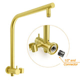 WELS Brushed Gold Round Twin Shower Head Set Stainless Steel Handheld Gooseneck Arm Wall Mixer | darrahopens.com.au Premium AU Stock