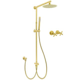 Darrahopens Furniture > Bathroom > Shower Heads & Screens WELS Brushed Gold Shower 8" Round Head Stainless Steel Handheld Rose Sliding Rail Mixer Dual Set