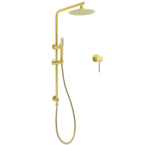 WELS Brushed Gold Shower Set 8" Round Head One Mode Handheld Sliding Rail Arm Small face Mixer | darrahopens.com.au Premium AU Stock