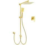 WELS Brushed Gold Square 10" Rain Head 3 Mode Handheld Sliding Rail Wall Mixer 2in1 Shower Set | darrahopens.com.au Premium AU Stock