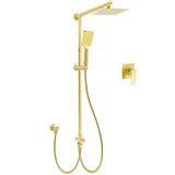 WELS Brushed Gold Square 8" Rain Shower Head 3 Mode Handheld Sliding Rail Arm Dual Mixer Set | darrahopens.com.au Premium AU Stock