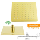 WELS Brushed Gold Square 8" Rain Shower Head 3 Mode Handheld Sliding Rail Arm Dual Mixer Set | darrahopens.com.au Premium AU Stock