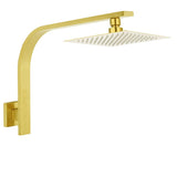 WELS Brushed Gold Square 8" Slim Rain Shower Head Brass Wall Gooseneck Arm Set | darrahopens.com.au Premium AU Stock