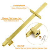 Darrahopens Furniture > Bathroom > Shower Heads & Screens WELS Brushed Gold Square Shower 10" Large Rain Head Handheld Silde Rail Arm 2in1 Set + Mixer