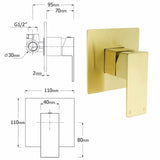 Darrahopens Furniture > Bathroom > Shower Heads & Screens WELS Brushed Gold Square Shower 10" Large Rain Head Handheld Silde Rail Arm 2in1 Set + Mixer