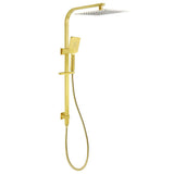 Darrahopens Furniture > Bathroom > Shower Heads & Screens WELS Brushed Gold Square Shower 12" Large Rain Head Handheld Silde Rail Arm 2in1 Set