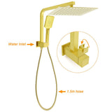 WELS Brushed Gold Twin Shower 12" Rain Head Handheld Diverter Wall Arm Set Square Taps | darrahopens.com.au Premium AU Stock