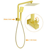 WELS Brushed Gold Twin Shower 8" Rain Head Handheld Diverter Wall Arm Square Mixer | darrahopens.com.au Premium AU Stock