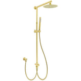 Darrahopens Furniture > Bathroom > Shower Heads & Screens WELS Brushed Gold Twin Shower 8" Round Head Set Single Mode Handheld Rose Sliding Rail Arm