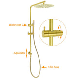 WELS Brushed Gold Twin Shower Large Round 12" Rain Head Handheld Rose Silde Wall Rail Arm Mixer | darrahopens.com.au Premium AU Stock