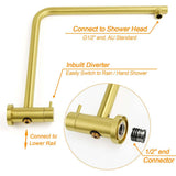 WELS Brushed Gold Twin Shower Large Round 12" Rain Head Handheld Silde Wall Rail Arm Mixer | darrahopens.com.au Premium AU Stock