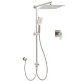 Darrahopens Furniture > Bathroom > Shower Heads & Screens WELS Brushed Nickel 12" Rain Head Shower Square 3 Modes Handheld Sliding Rail Arm Mixer Dual Set