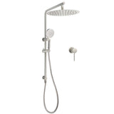WELS Brushed Nickel 2in1 Shower Set Sliding Rail Arm 12" Round Head Handheld Small Face Mixer | darrahopens.com.au Premium AU Stock