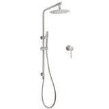 WELS Brushed Nickel 2in1 Shower Set Sliding Rail Arm 8" Round Head Metal Handheld Small Face Mixer | darrahopens.com.au Premium AU Stock