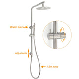 WELS Brushed Nickel 2in1 Shower Set Sliding Rail Arm 8" Round Head Stainless Steel Handheld Rose | darrahopens.com.au Premium AU Stock