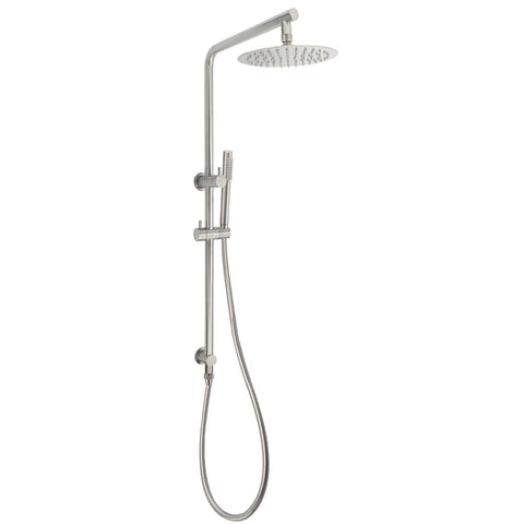 WELS Brushed Nickel 2in1 Shower Set Sliding Rail Arm 8" Round Head Stainless Steel Handheld Rose | darrahopens.com.au Premium AU Stock