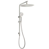 WELS Brushed Nickel Dual Shower Set Sliding Rail Arm 12" Round Head Handheld 2 Way Diverter | darrahopens.com.au Premium AU Stock