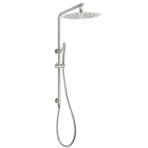 WELS Brushed Nickel Dual Shower Set Sliding Rail Arm 12" Round Head Handheld Rose Combo | darrahopens.com.au Premium AU Stock