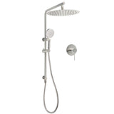 WELS Brushed Nickel Dual Shower Set Sliding Rail Arm 12" Round Head Handheld Wall Mixer | darrahopens.com.au Premium AU Stock