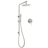 WELS Brushed Nickel Dual Shower Set Sliding Rail Arm 8" Round Head Metal Handheld Wall Mixer | darrahopens.com.au Premium AU Stock