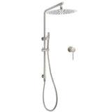 WELS Brushed Nickel Dual Shower Set Sliding Rail Arm Large 12" Round Head Handheld Small Face Mixer | darrahopens.com.au Premium AU Stock