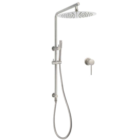 WELS Brushed Nickel Dual Shower Set Sliding Rail Arm Large 12" Round Head Handheld Small Face Mixer | darrahopens.com.au Premium AU Stock