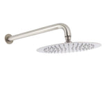 WELS Brushed Nickel Round 10" Rain Shower Head Straight Wall Mount Arm Mixer Set | darrahopens.com.au Premium AU Stock