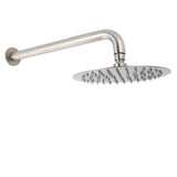 WELS Brushed Nickel Round 8" Rain Shower Head Straight Wall Mount Arm Mixer Set | darrahopens.com.au Premium AU Stock