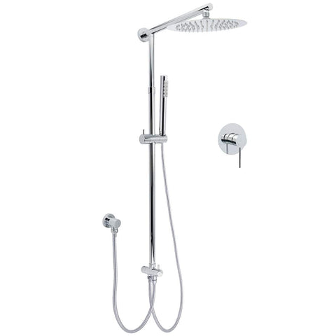 Darrahopens Furniture > Bathroom > Shower Heads & Screens WELS Chrome 10" Round Rain Handheld Double Shower Head Arm Sliding Rail Wall Mixer Valve