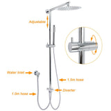 Darrahopens Furniture > Bathroom > Shower Heads & Screens WELS Chrome 10" Round Rain Handheld Double Shower Head Arm Sliding Rail Wall Mixer Valve