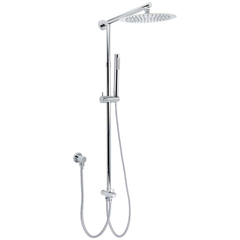 Darrahopens Furniture > Bathroom > Shower Heads & Screens WELS Chrome 10" Round Rain Handheld Double Shower Head Rose Sliding Rail Arm Diverter Set