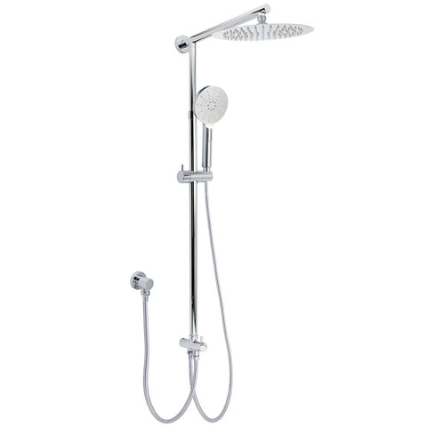 Darrahopens Furniture > Bathroom > Shower Heads & Screens WELS Chrome 10" Round Rain Handheld Twin Shower Head Arm Sliding Rail Arm Diverter Set