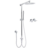 Darrahopens Furniture > Bathroom > Shower Heads & Screens WELS Chrome 10" Round Rain Handheld Twin Shower Head Arm Sliding Rail Arm Double Taps Control