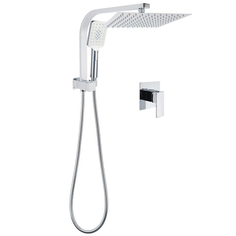 Darrahopens Furniture > Bathroom > Shower Heads & Screens WELS Chrome 2in1 10" Square Rain Shower Head Handheld Spray Diverter Wall Arm Mixer Set