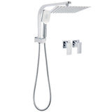 WELS Chrome 2in1 10" Square Rain Shower Head Handheld Spray Diverter Wall Arm Taps Set | darrahopens.com.au Premium AU Stock