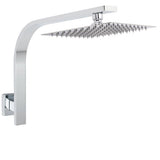 Darrahopens Furniture > Bathroom > Shower Heads & Screens WELS Chrome 8" 200mm SUS Square Rainfall Shower Head Brass Gooseneck Wall Arm Set