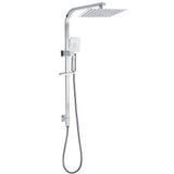Darrahopens Furniture > Bathroom > Shower Heads & Screens WELS Chrome 8" Dual Square Shower Set Rain Head 3 Modes Handheld Sliding Rail