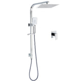 Darrahopens Furniture > Bathroom > Shower Heads & Screens WELS Chrome 8" Twin Square Shower Set Rain Head 3 Modes Handheld Sliding Rail + Mixer
