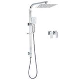 Darrahopens Furniture > Bathroom > Shower Heads & Screens WELS Chrome 8" Twin Square Shower Set Rain Head 3 Modes Handheld Sliding Rail + Taps