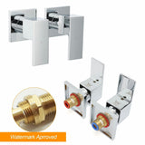 Darrahopens Furniture > Bathroom > Shower Heads & Screens WELS Chrome 8" Twin Square Shower Set Rain Head 3 Modes Handheld Sliding Rail + Taps