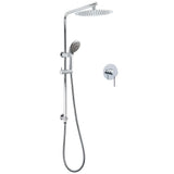 WELS Chrome Dual 10" Slim Rain Shower 5 Modes Handset Mixer Valve Sliding Rail + Twin Taps | darrahopens.com.au Premium AU Stock