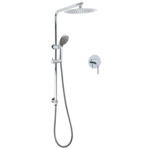 WELS Chrome Dual 10" Slim Rain Shower 5 Modes Handset Mixer Valve Sliding Rail + Twin Taps | darrahopens.com.au Premium AU Stock