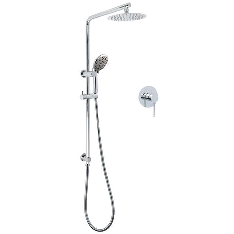 WELS Chrome Dual 8" Slim Rain Shower 5 Modes Rose Mixer Valve Sliding Rail Set + Mixer | darrahopens.com.au Premium AU Stock