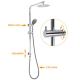WELS Chrome Dual 8" Slim Rain Shower 5 Modes Rose Mixer Valve Sliding Rail Set + Mixer | darrahopens.com.au Premium AU Stock