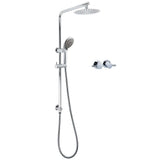 WELS Chrome Dual 8" Slim Rain Shower 5 Modes Rose Mixer Valve Sliding Rail Set + Taps | darrahopens.com.au Premium AU Stock