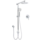Darrahopens Furniture > Bathroom > Shower Heads & Screens WELS Chrome Round 2in1 8" Stainless Steel Rain Head Handheld Sliding Rail Arm Shower Mixer Set