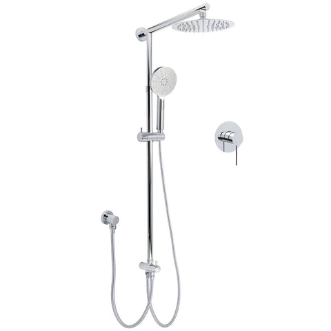 Darrahopens Furniture > Bathroom > Shower Heads & Screens WELS Chrome Round 2in1 8" Stainless Steel Rain Head Handheld Sliding Rail Arm Shower Mixer Set